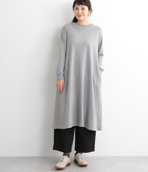 接結カットソーワンピース(グレー-L)