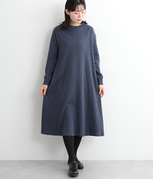 接結カットソーワンピース(ネイビー-M)