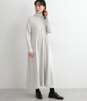 接結カットソータートルネックワンピース(アイボリー-L)