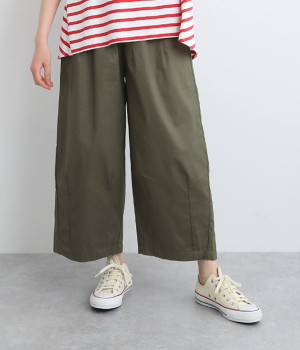 コットンサテン撥水加工コクーンパンツ(カーキ-ONESIZE)