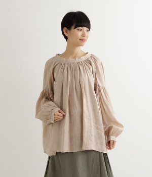 ラミーツイルムジ2wayギャザーブラウス(ベージュ-ONESIZE)