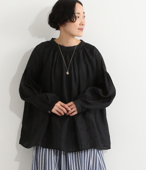 ラミーツイルムジ2wayギャザーブラウス(ブラック-ONESIZE)