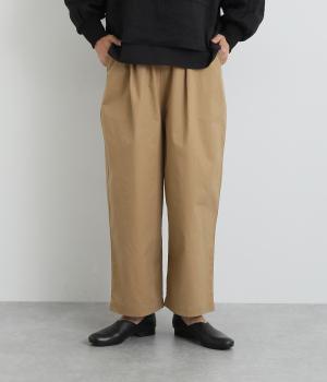 丈が選べるコットンツイルタックパンツ(ブラウン-L)