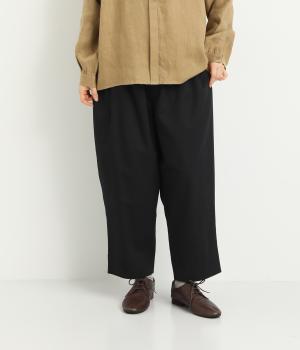 ピーチ起毛コットンセルロース　クロップドパンツ(ブラック-F)