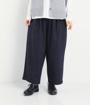 丈の選べる　コットンヘリンボーンパンツ(ネイビー-L)