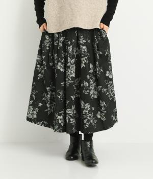 コットンコーデュロイ　フラワープリントスカート