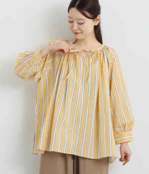 ランダムストライプブラウス(マスタード-ONESIZE)