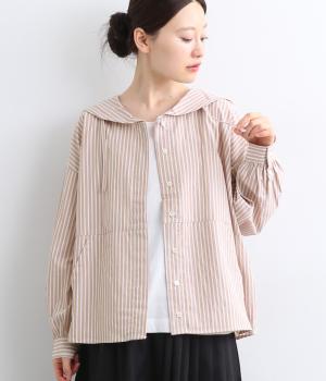 コットンストライプセーラーブラウス