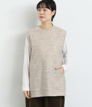 コットンリネンジャカードジャージベスト(ナチュラル-F)