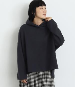コットンリネンウラケフードプルオーバー(ネイビー-F)