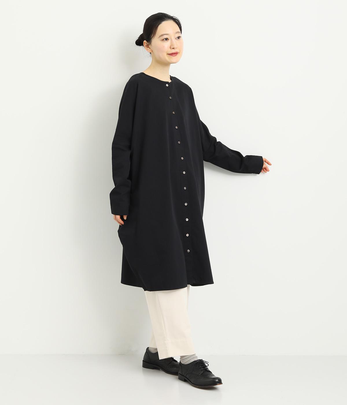 ピーチ起毛コットンセルロース　チュニック(ブラック-F)