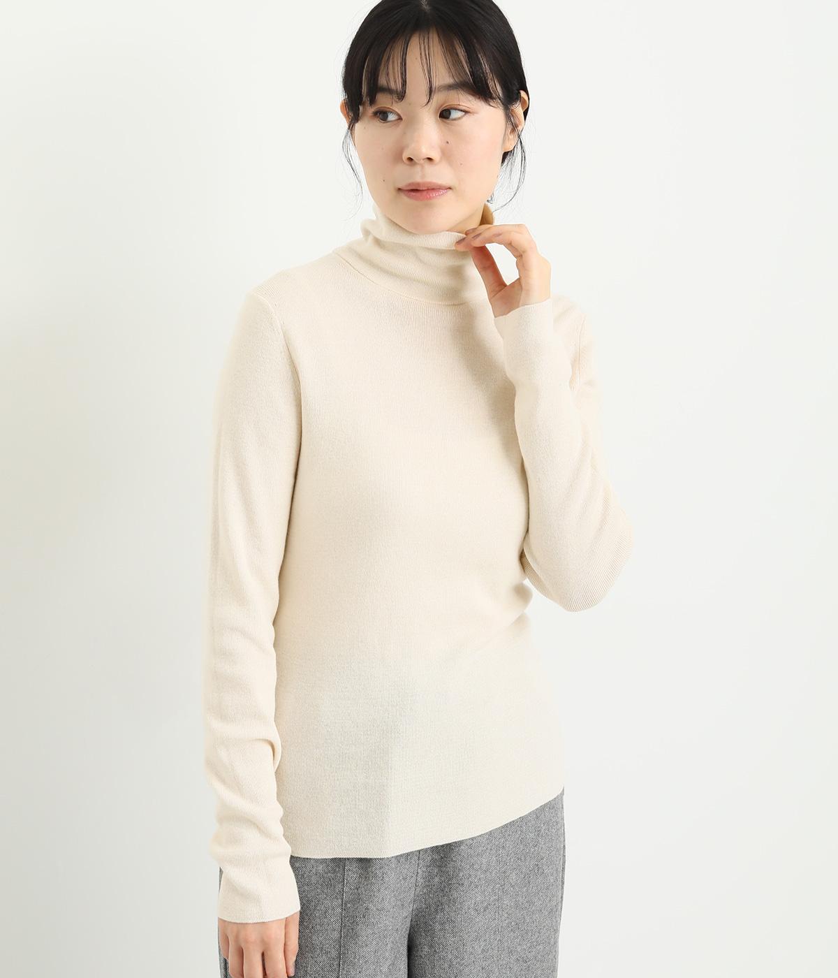 コットンウールニット　タートルネックプルオーバー(アイボリー-F)