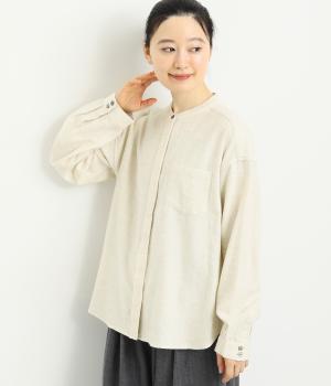 コットンシャンブレー　起毛ブラウス(ホワイト-F)