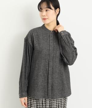 コットンシャンブレー　起毛ブラウス(ブラック-F)
