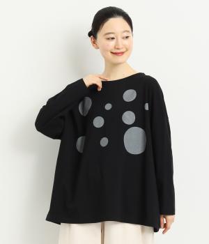 コットン天竺　ドットプリントTシャツ