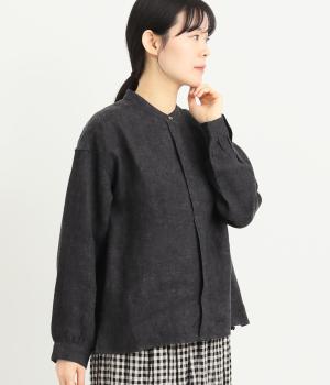 リネン　起毛ブラウス(グレー-F)