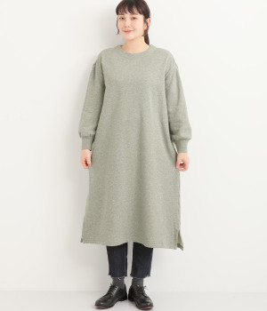 コットン裏毛起毛ワンピース(グレー-ONESIZE)