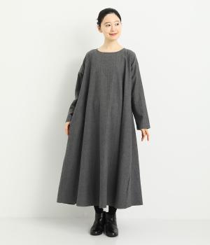 コットンヘリンボーン　ワンピース(グレー-F)