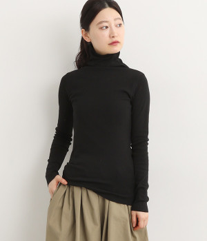 TCフライスボトルネックロングTシャツ(ブラック-ONESIZE)