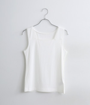 チュールつきスクエアリブタンク(オフホワイト-ONESIZE)