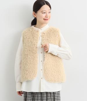 フェイクムートンボンディングベスト(ベージュ-ONESIZE)