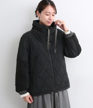 キルティングニットタフタブルゾン