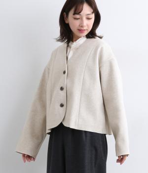 ジャージノーカラーワイドジャケット