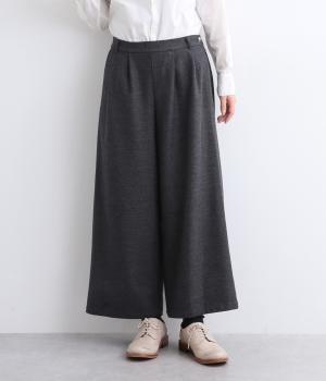 両面起毛ウエストタックストレートワイドパンツ
