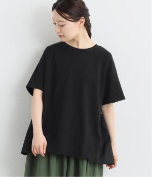 コットンメランジ天竺切替フレアギャザー2wayプルオーバー(ブラック-ONESIZE)