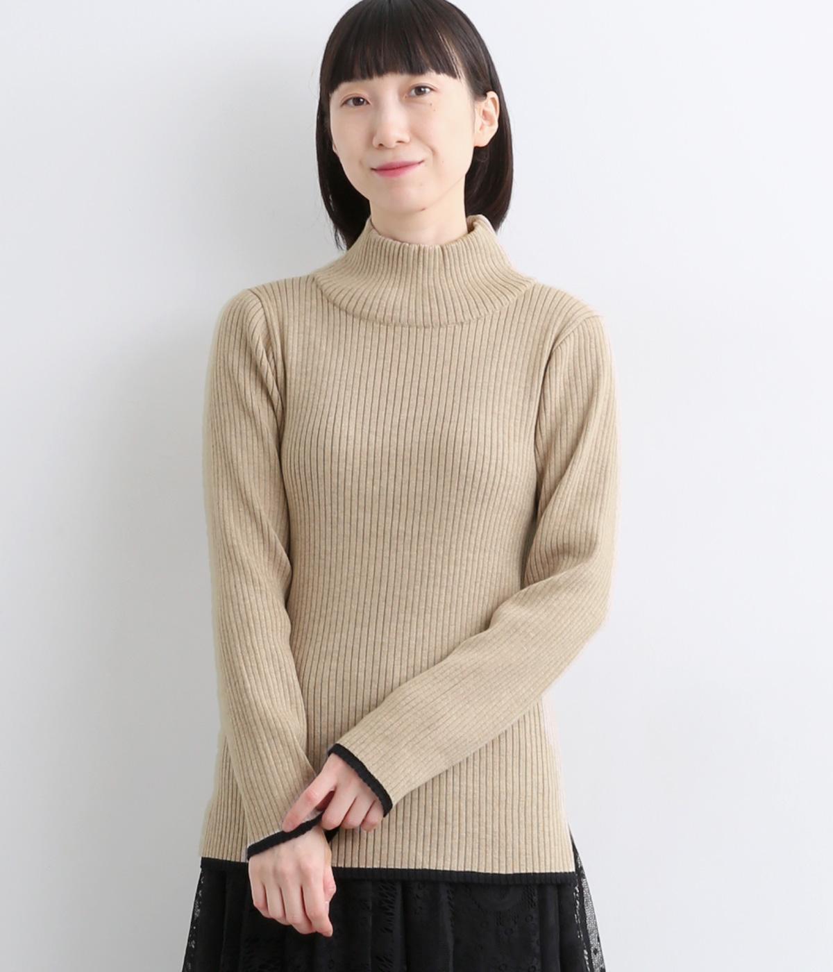 裾袖口ライン配色リブタートルネックニット（etre relie）の商品詳細