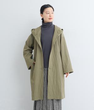 レーヨンナイロン襟2wayフード付きコート(グレーベージュ-F)