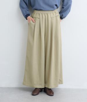 レーヨンナイロンツイルワイドパンツ(カーキベージュ-F)