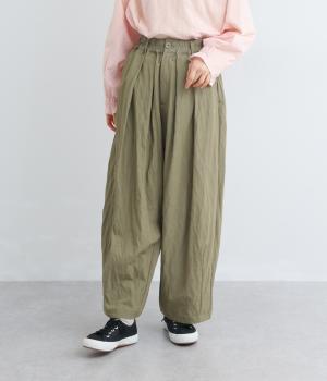 レーヨンナイロンタックワイドパンツ(グレーベージュ-F)