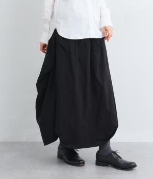スラブ度詰め天竺ビックポケット変形バルーンスカート(ブラック-F)