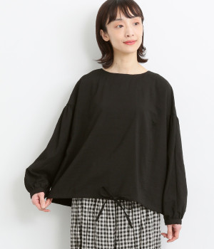 レーヨンナイロンvintagewash加工ギャザー裾絞りドルマンブラウス