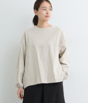 スラブ度詰め天竺後ろ布帛プルオーバー