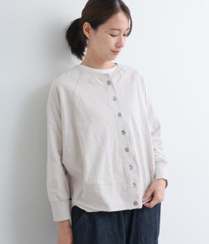 スラブ度詰め天竺ドルマンカーディガン(ライトグレー-F)