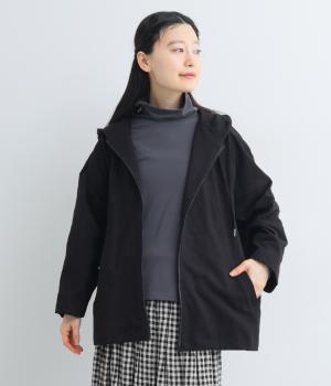 スラブ度詰め天竺ワイドドルマンパーカー(ブラック-F)