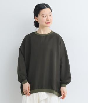 レーヨンナイロンツイルリブワイドプルオーバー(ダークチャコール-F)