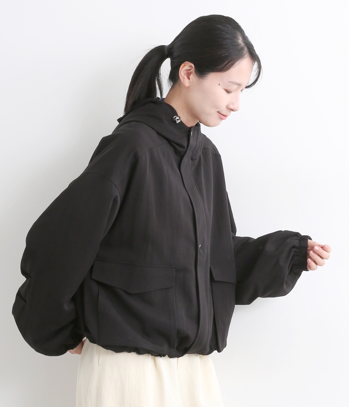 コライユ corail 綿ナイロンzipフードブルゾン ハーフコート