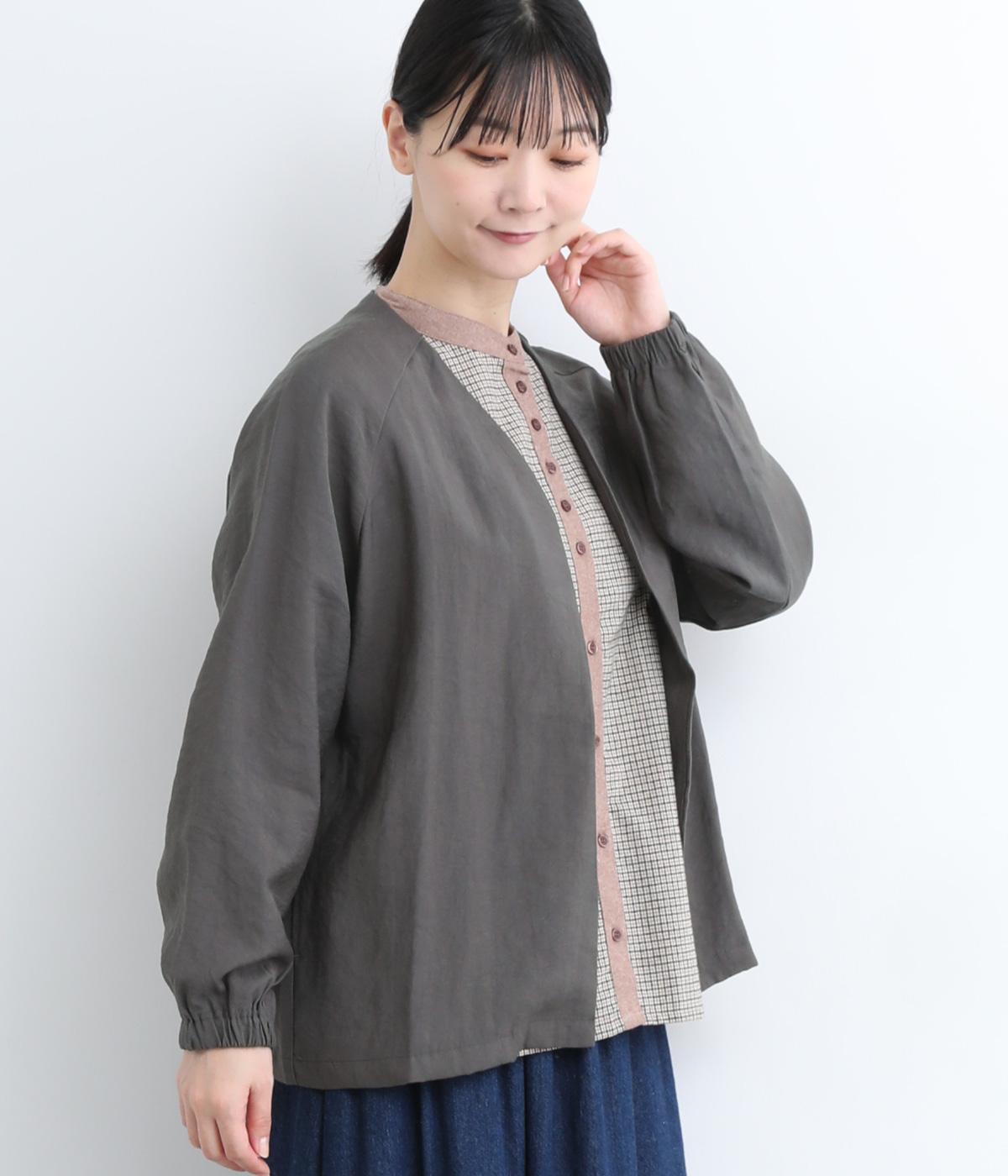 ポリレーヨンナイロン袖ゴムジャケット(チャコール-ONESIZE)