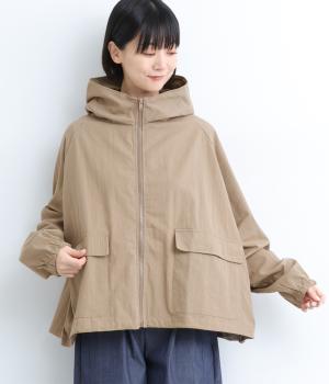 コットンナイロンダブル襟フード風ブルゾン