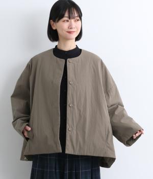 コットンナイロン中綿クルーネックボックスジャケット