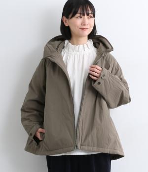 コットンナイロン中綿ZIPフードブルゾン(グレーベージュ-F)