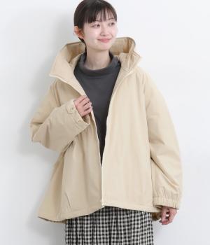 コットンナイロン中綿ZIPフードブルゾン(ライトベージュ-F)