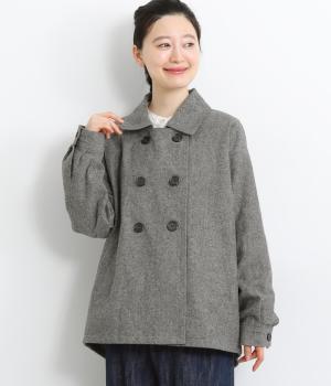 コットンリネン先染めツイル起毛ボリューム袖Ｐジャケット