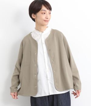ベロア裏毛パイピングジャケット(グレイベージュ-F)