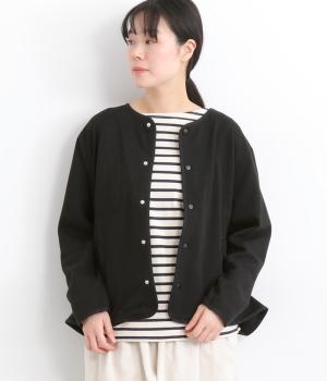 ベロア裏毛パイピングジャケット(ブラック-F)
