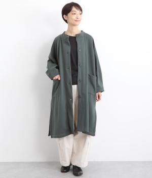 ベロア裏毛スリットネックドルマンボリュームコート