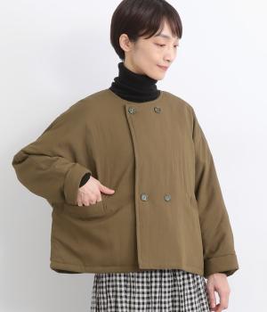 レーヨンナイロンツイル中綿ドルマンショートジャケット